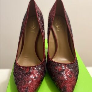 Burgundy Sequin Women's Pumps